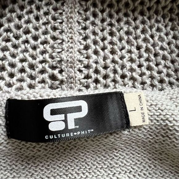 Culture Phit Wool Blend Tan Beige Thick Knit Open Cardigan Women's size Large - Picture 4 of 11